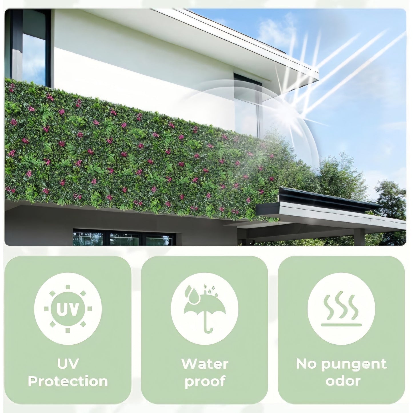 Artificial Hedge Panels Greenery Wall: 72''x144'' UV-Anti Grass Wall Backdrop Privacy Fence Screen