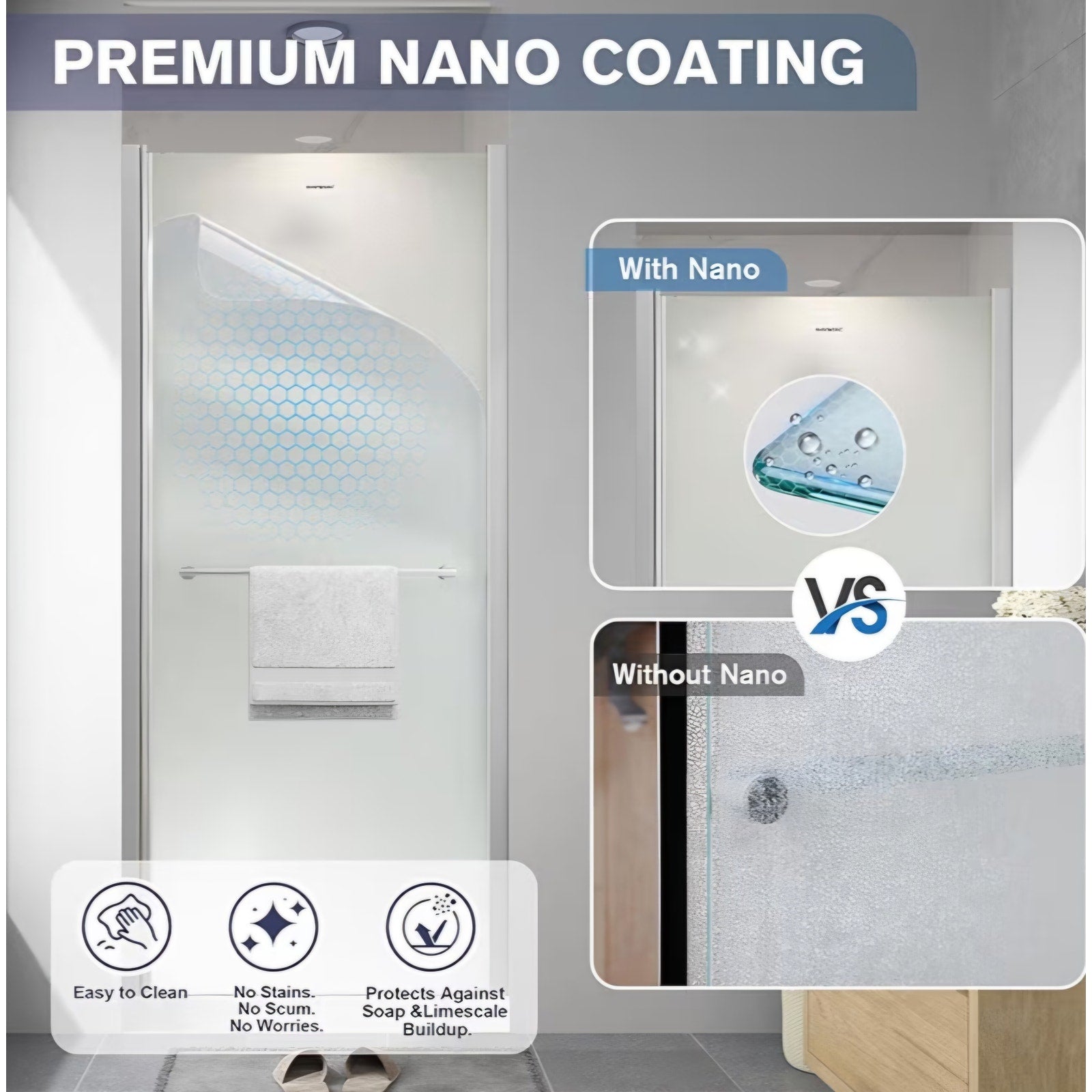 EASYWORCF rameless Pivot Shower Door 34"-36" W x 72" H