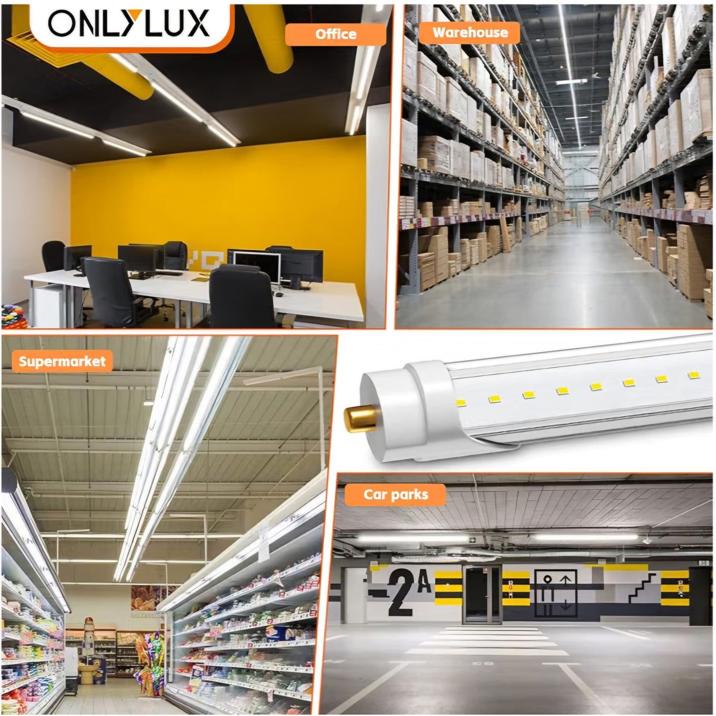 8 Foot Led Lights, 5850LM,Ballast Bypass,6000k Clear Cover(12 Pack