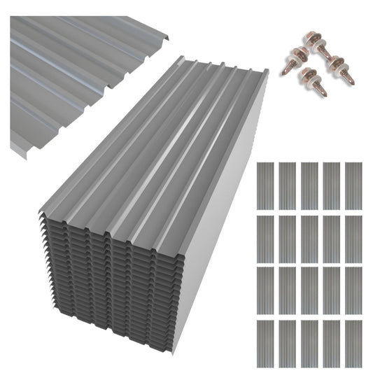NeatiEase 20 Pcs Metal Roofing Panels, 6.1 Feet Corrugated Galvanized Roofing Panels Metal Siding