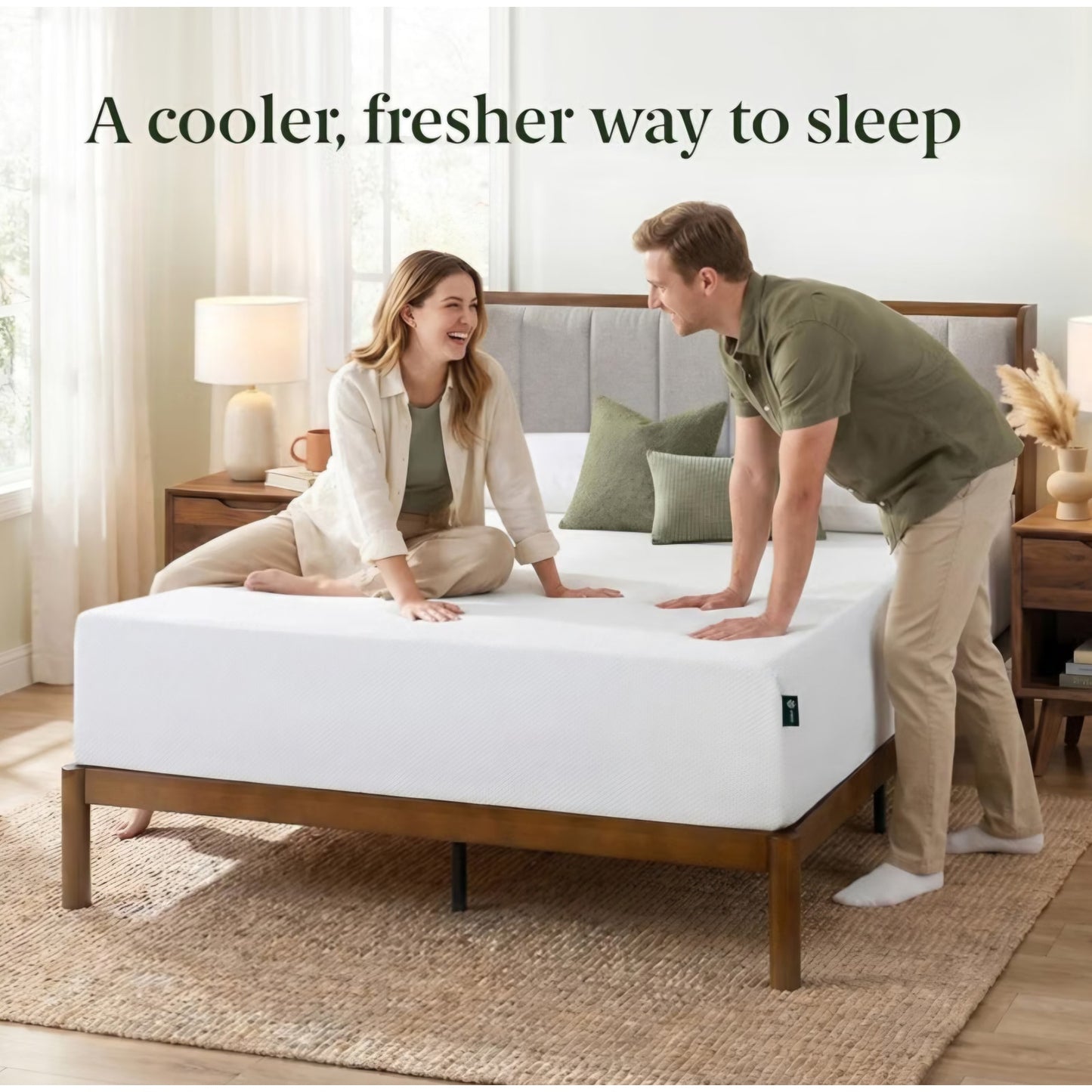 Zinus 12 Inch Queen Green Tea Cooling Memory Foam Mattress, Medium Feel Refreshing & Cooling Sleep