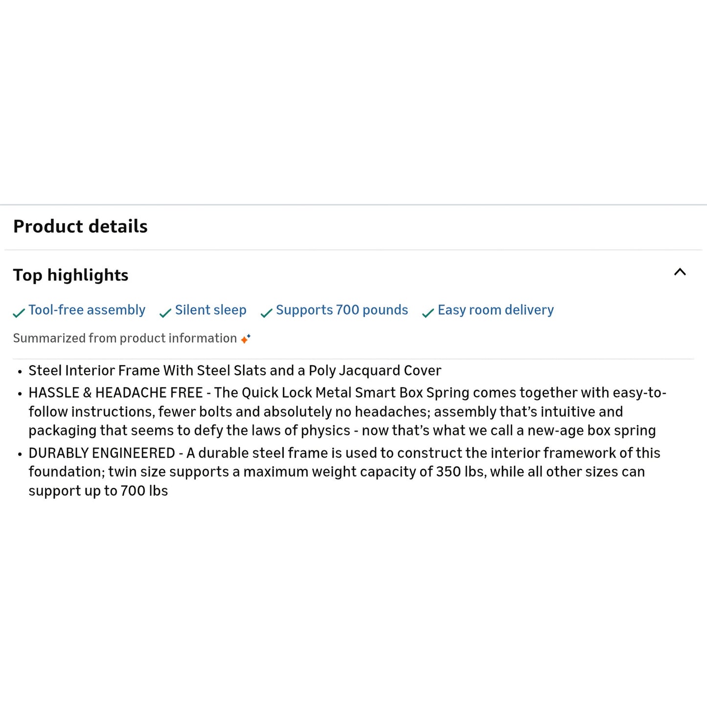 ZINUS King, Quick Lock Metal Smart Box Spring, 4 Inch Mattress Foundation, Strong Metal Structure,