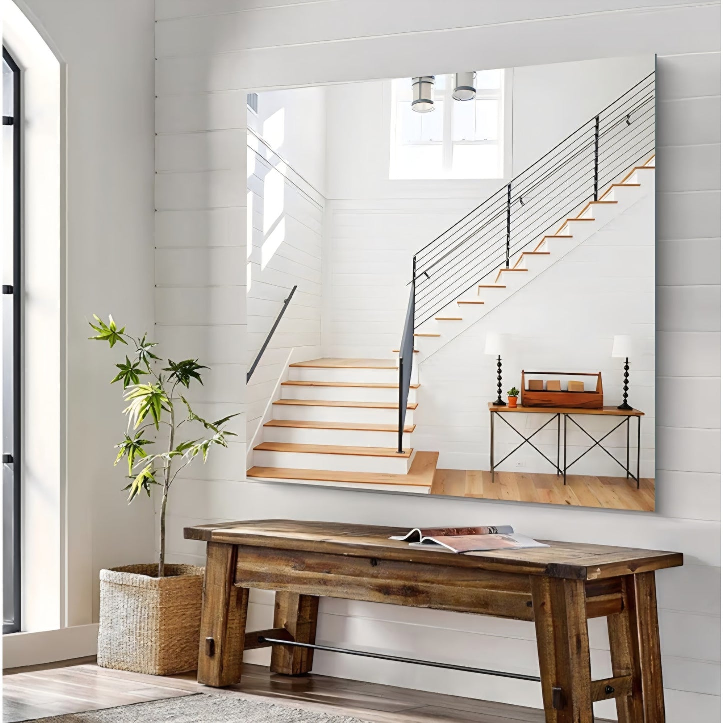 Large Frameless Mirror, 48x48 Inch Square Bathroom Vanity Mirror for Over Sink