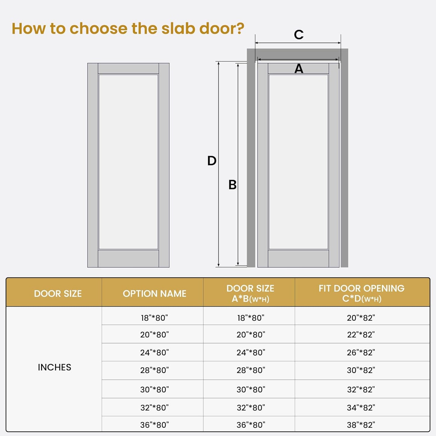 SmartStandard 28inx80in, Slab Door Solid Core French Doors Interior, White Primed, Without Hardware