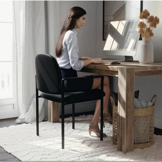 Flash Furniture Tiffany Side Reception Chair with Padded Armrests, Stackable Vinyl Waiting Room Chai