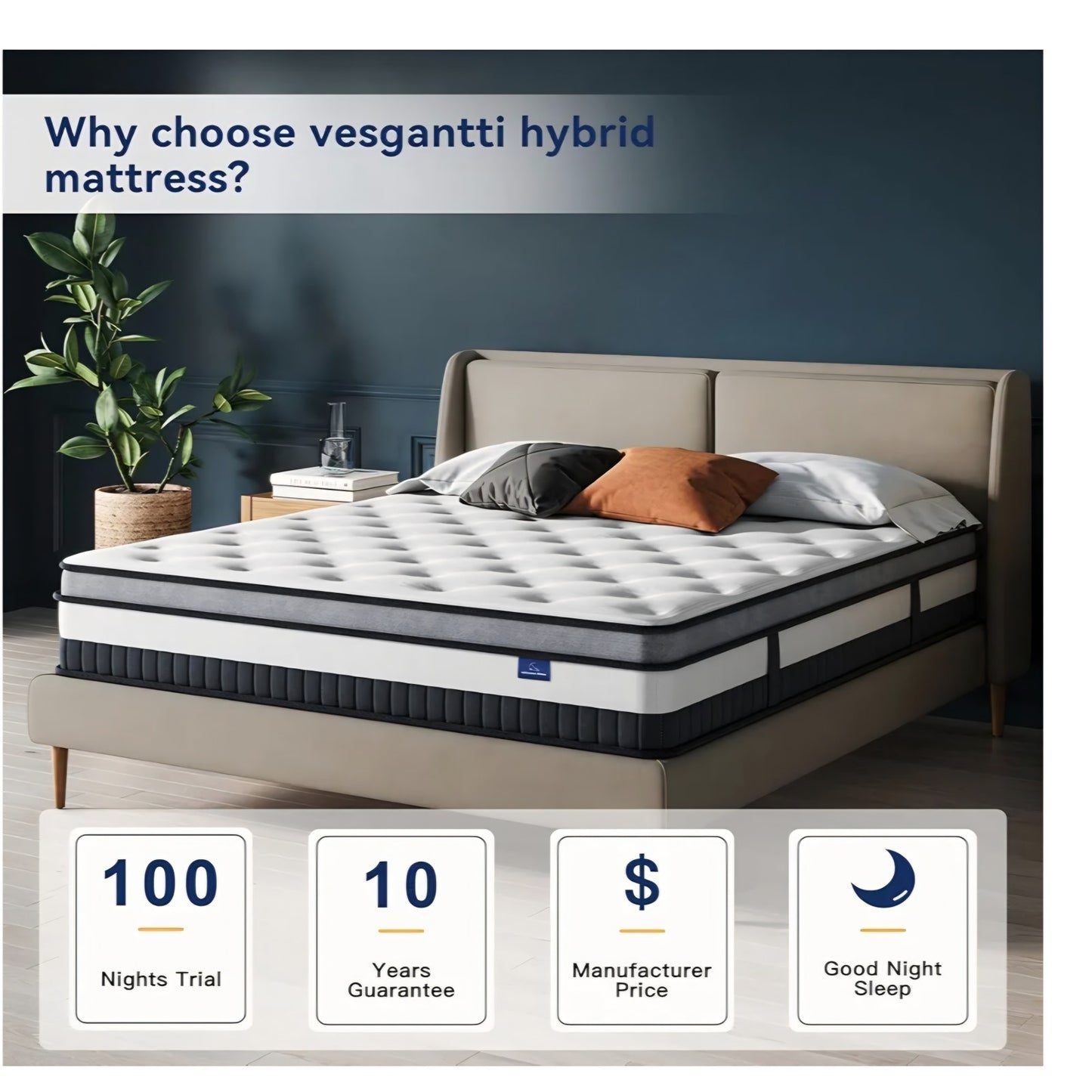 Vesgantti Full Mattress 8 Inch Innerspring Multilayer Hybrid Full Size Mattress - Ergonomic Design