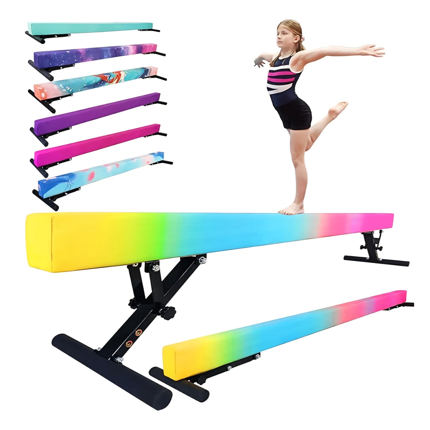 8FT Gymnastics Beam - high and Low Floor Beam for All Gymnastic Levels