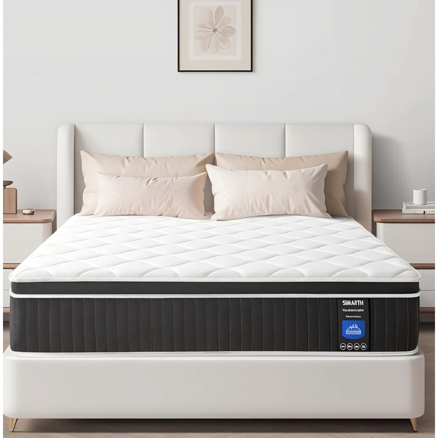 King Mattress 14 Inch, Strengthened King Size Hybrid Mattresses in a Box with Gel Memory Foam