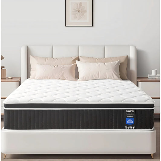 King Mattress 14 Inch, Strengthened King Size Hybrid Mattresses in a Box with Gel Memory Foam