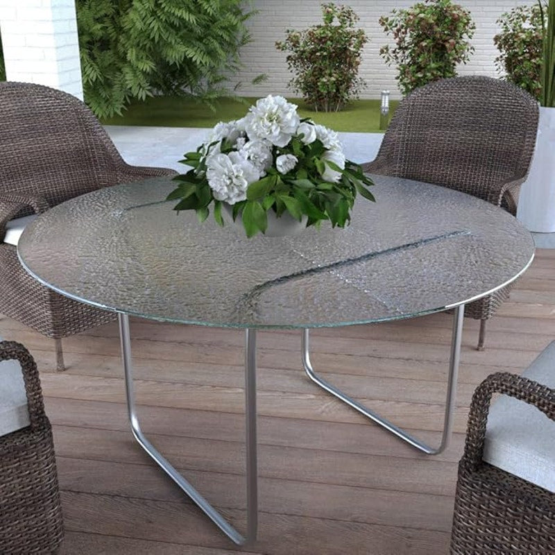 Royalty 60" In Round Tempered Glass Table Top – Clear Table Top, Desks -1/4" Aqualite Polished Edge