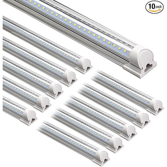 Barrina LED Shop Lights 8FT, 72W 10000LM 5000K, Daylight White, T8 LED Garage Lights, Plug, 10 Packs