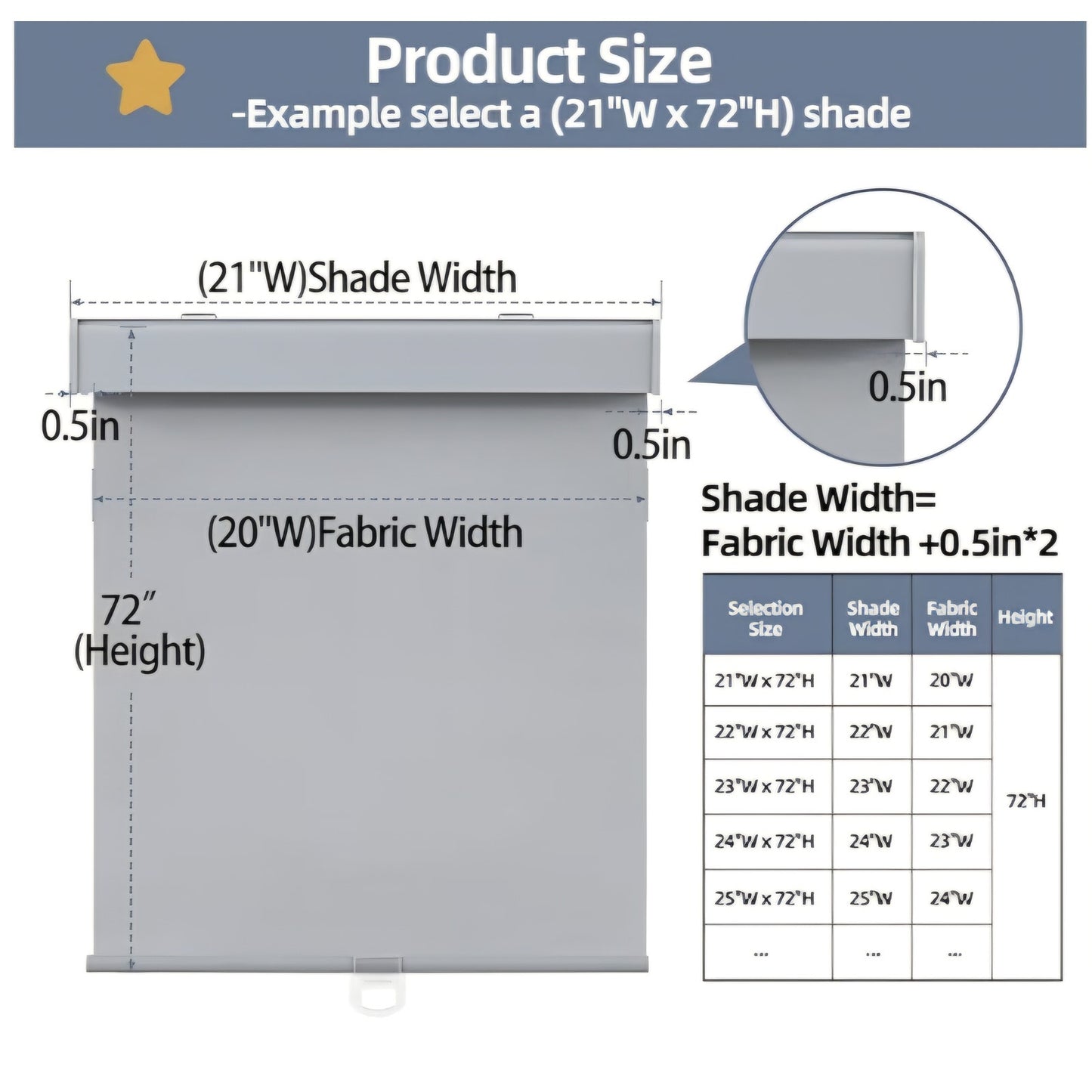 Blackout Cordless Roller Shades for Windows (Grey,71" W x 72" H)