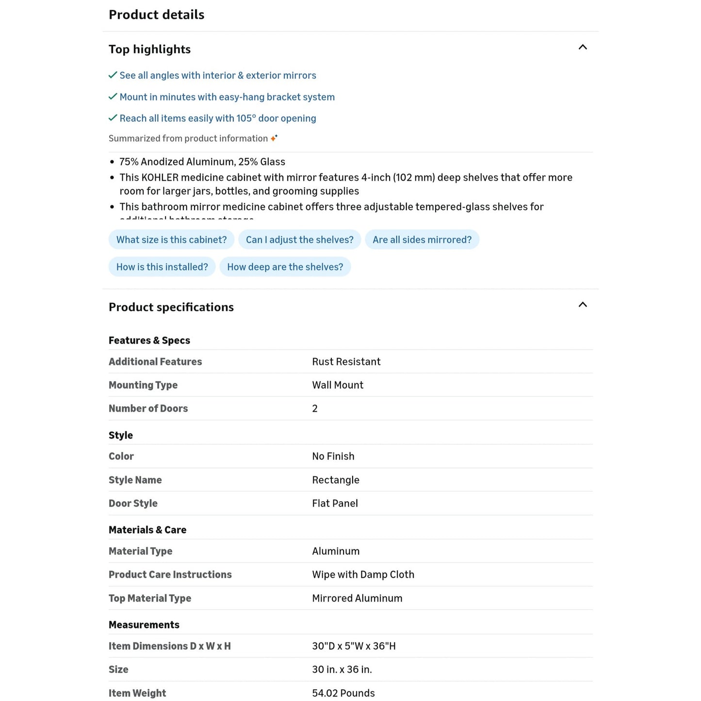 XL Mirrored Medicine Cabinets for Bathroom, Deep Rectangular Storage