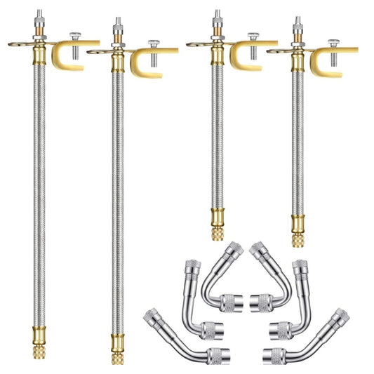 Hotop 4 Pieces Valve Stem Extension Stainless Steel Braided Extenders, 6 Pieces