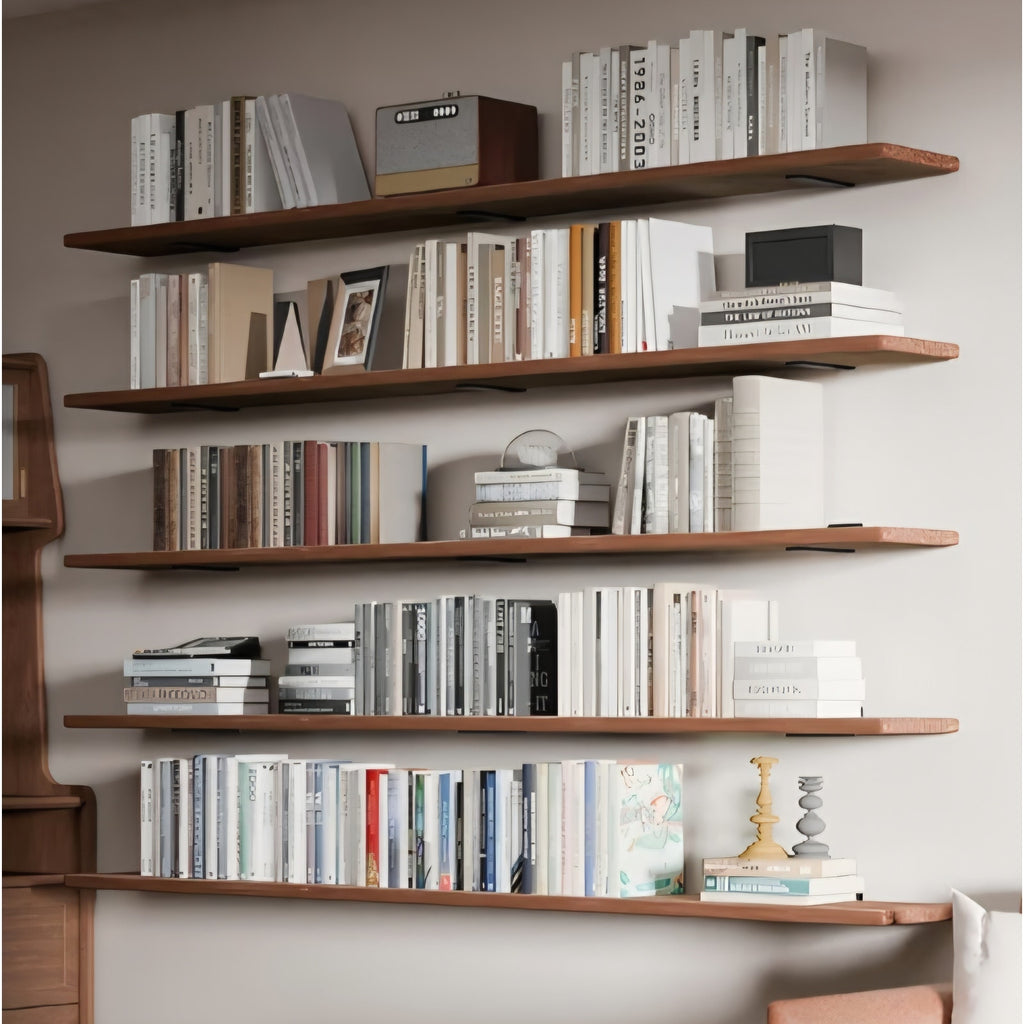 5 Tier Book Shelf,Long Floating Shelf for Wall 72 inch,Farmhouse Bookcase Long Wall Shelves