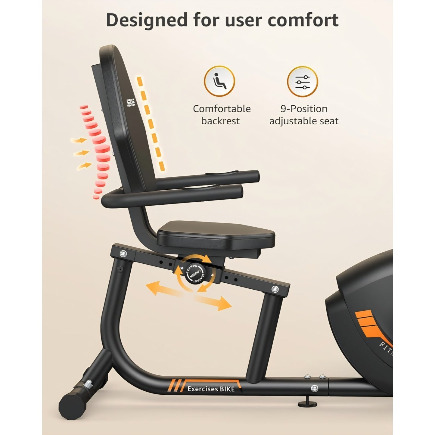 JEEKEE Recumbent Exercise Bike for Seniors,Stationary Bikes for Home, 300LB Capacity & 16 Levels