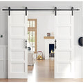 Double 24×84 Inch White Sliding Barn Door Slab with 8ft Hardware Kit Included, 5-Panel