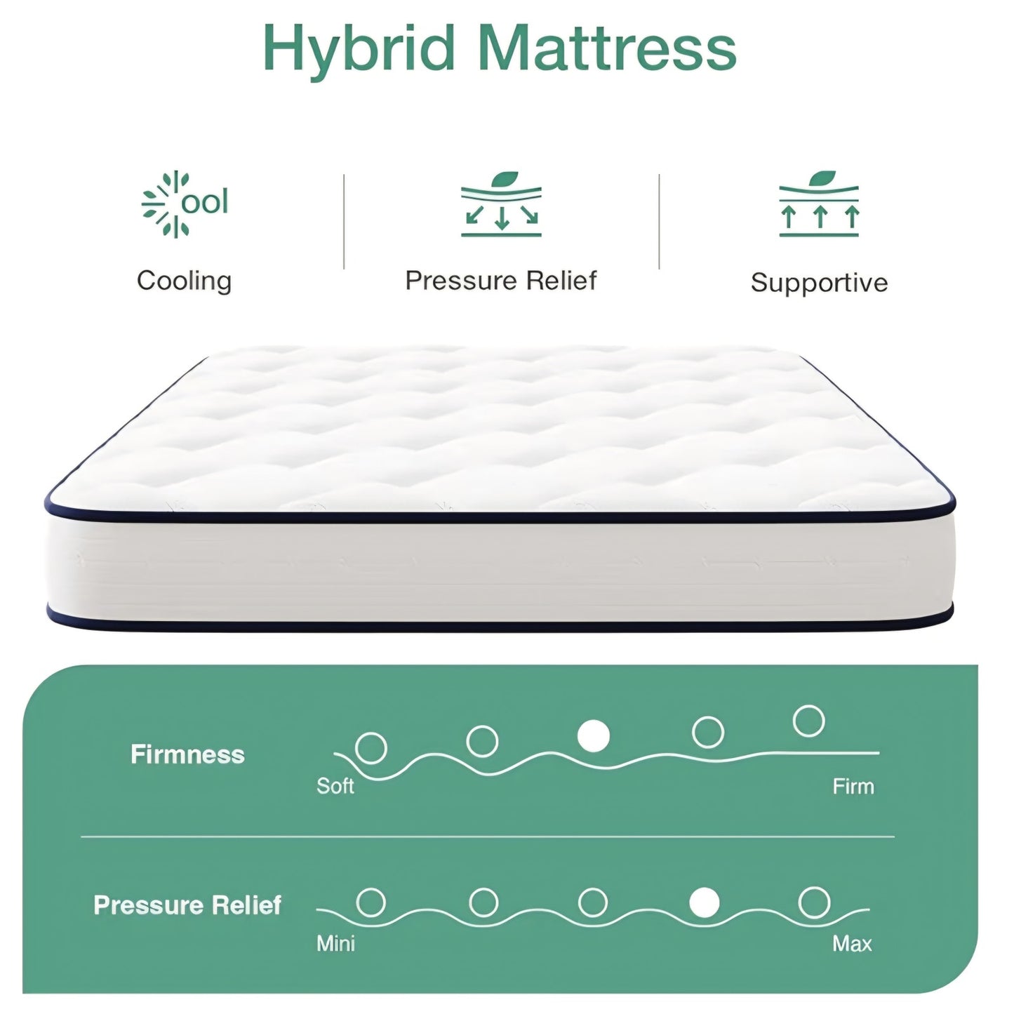Novilla Twin XL Mattress 6 Inch,Bonnell Spring Hybrid Mattress