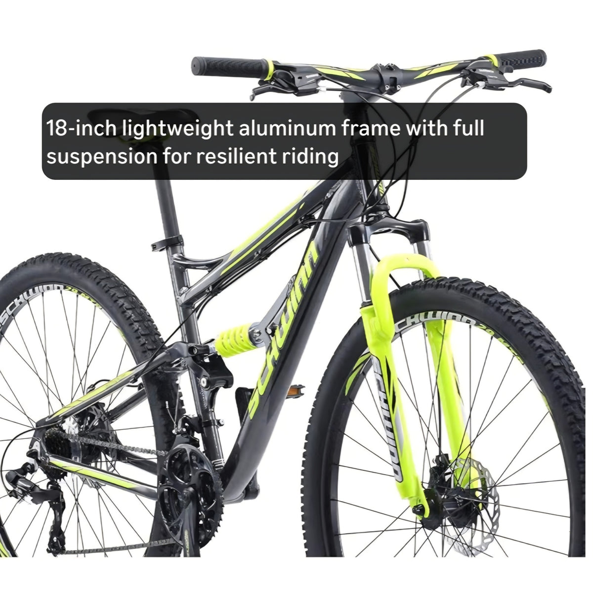 Traxion Mountain Bike for Adult Men Women, 29-Inch Wheels, Full Suspension, 24-Speed Shimano