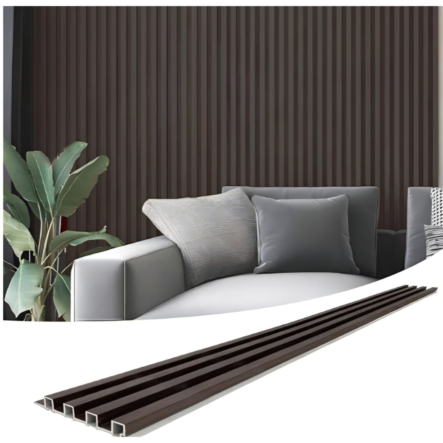 Art3d Slat Wall Panel for Modern Decor, WPC Acoustic Diffuser Panel, 8-Pack 96 x 6in. Black Walnut