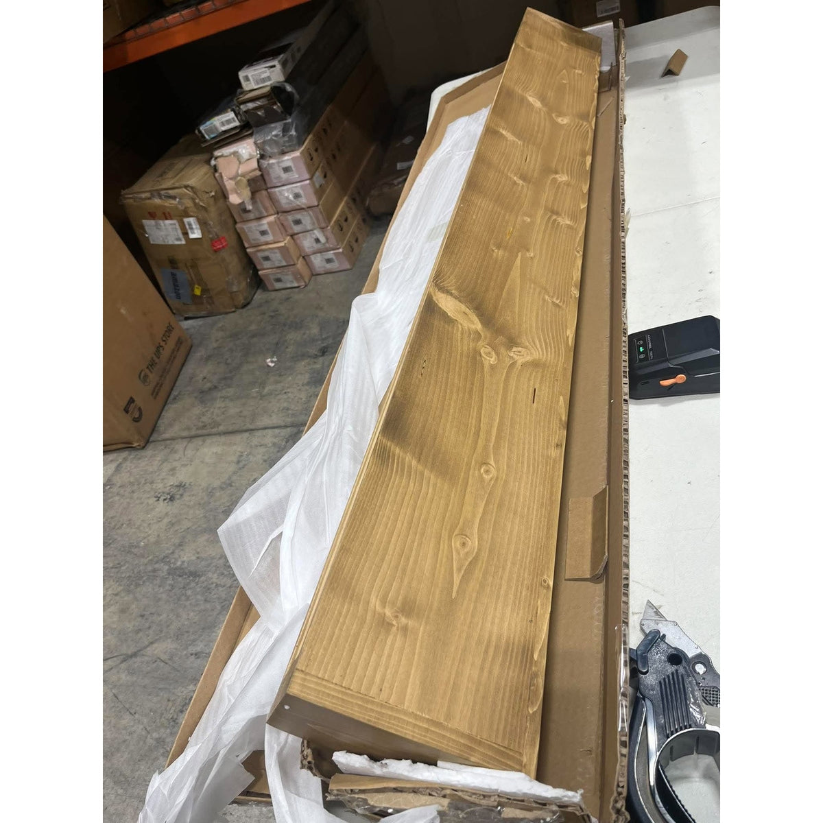 Fireplace Mantel 60", Wooden Floating Shelf for Over Fireplace, Oak Color Wall-Mounted Mantel