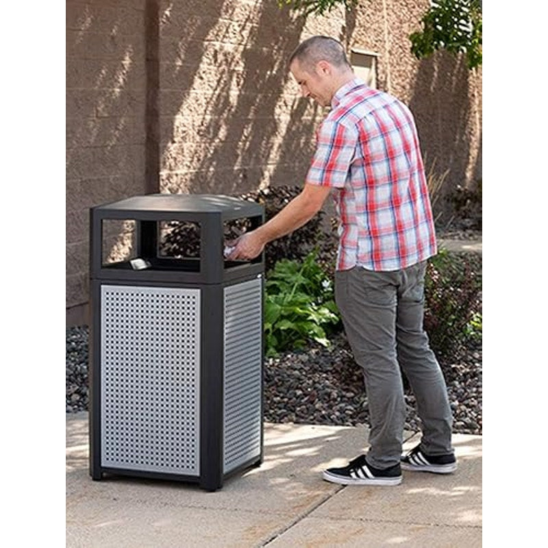 Safco Evos Steel Trash Can,38 Gallons,Indoor and Outdoor Use,Commercial Garbage CanwithPlasticLiner