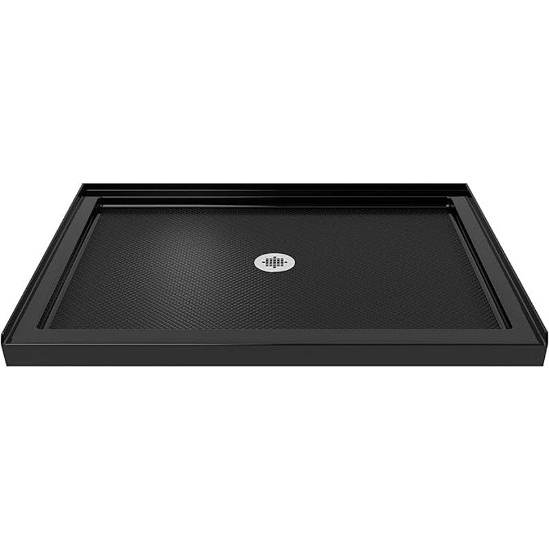 DreamLine SlimLine 34 in. D x 48 in. W x 2 3/4 in. H Center Drain Single Threshold Shower Base in Black, DLT-1134480-88
