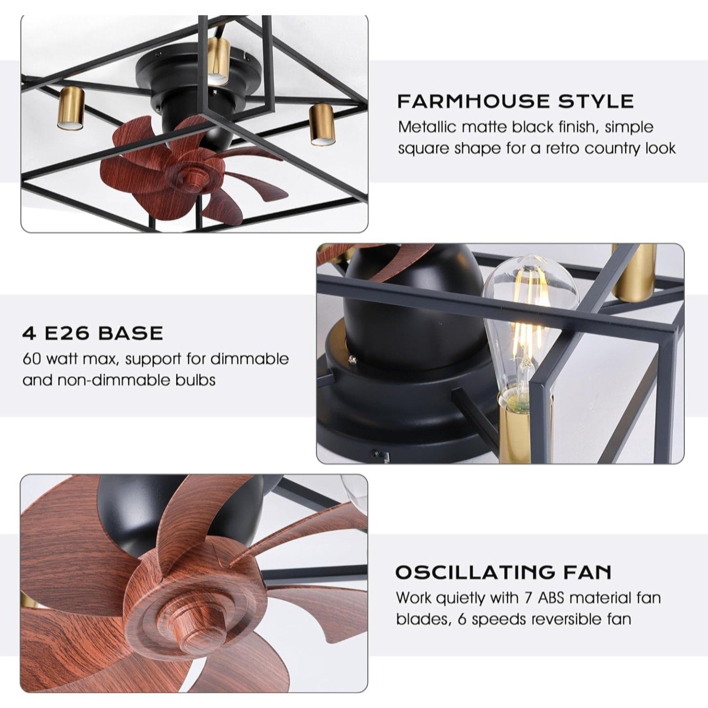 PAZALA Ceiling Fan with Lights A370BK