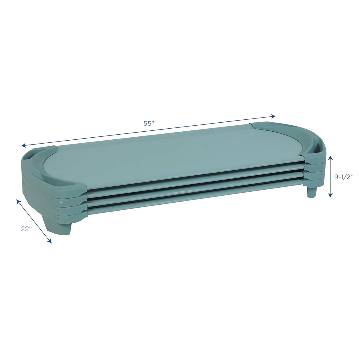 Children’s Factory SpaceLine Cot, Teal Green (Set of 4) – Standard Size 55” by 22” by 5” Standard