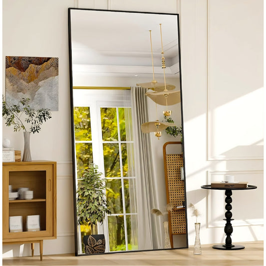 GLSLAND 76"x34" Full Length Mirror Extra Large Hanging or Leaning Rectangle Mirror Aluminum Alloy