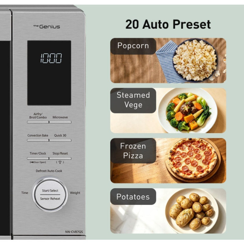 Panasonic HomeChef 4-in-1 Countertop Microwave Air Fryer Combo, Time-Saving 20 Presets + App