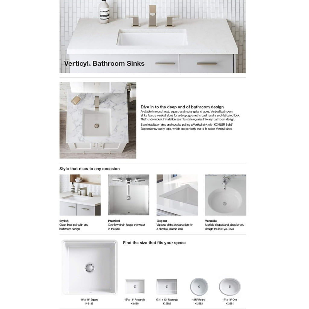 SINK KOHLER VERTICYL™ 17X13 RECTANGLE UC LAV