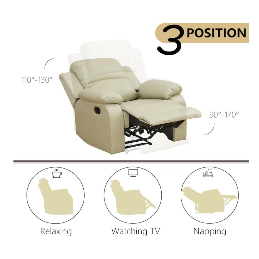 Manual Recliner Sofa, Luxury 3 Seat Reclining Sofa, Recliner Couch with Cup Holders & Coffee Table