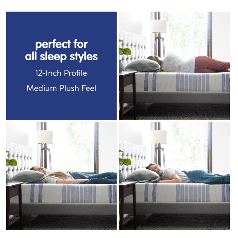 Vibe Gel Memory Foam Mattress, 12-Inch CertiPUR-US Certified Bed-in-a-Box, King, White