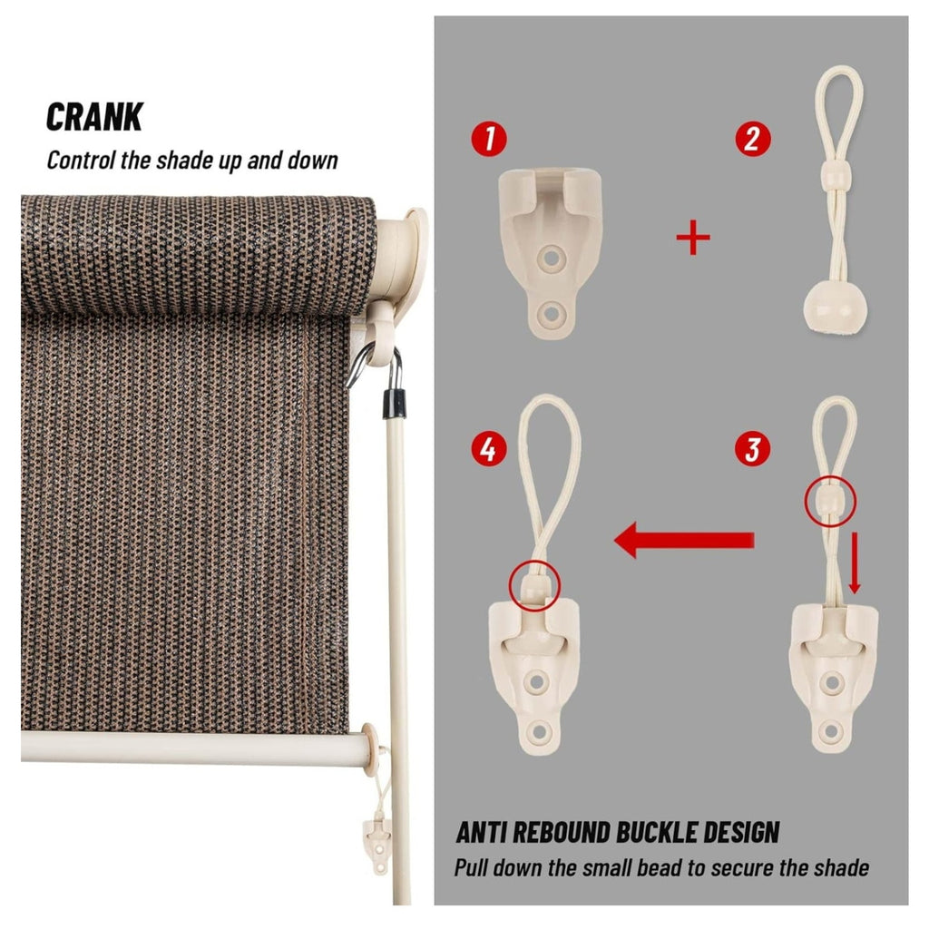 Copied - HENG FENG Outdoor Roller Shade for Patio 8'(W) x6'(H) Shades Roll up Outdoor Blinds Cordless Privac