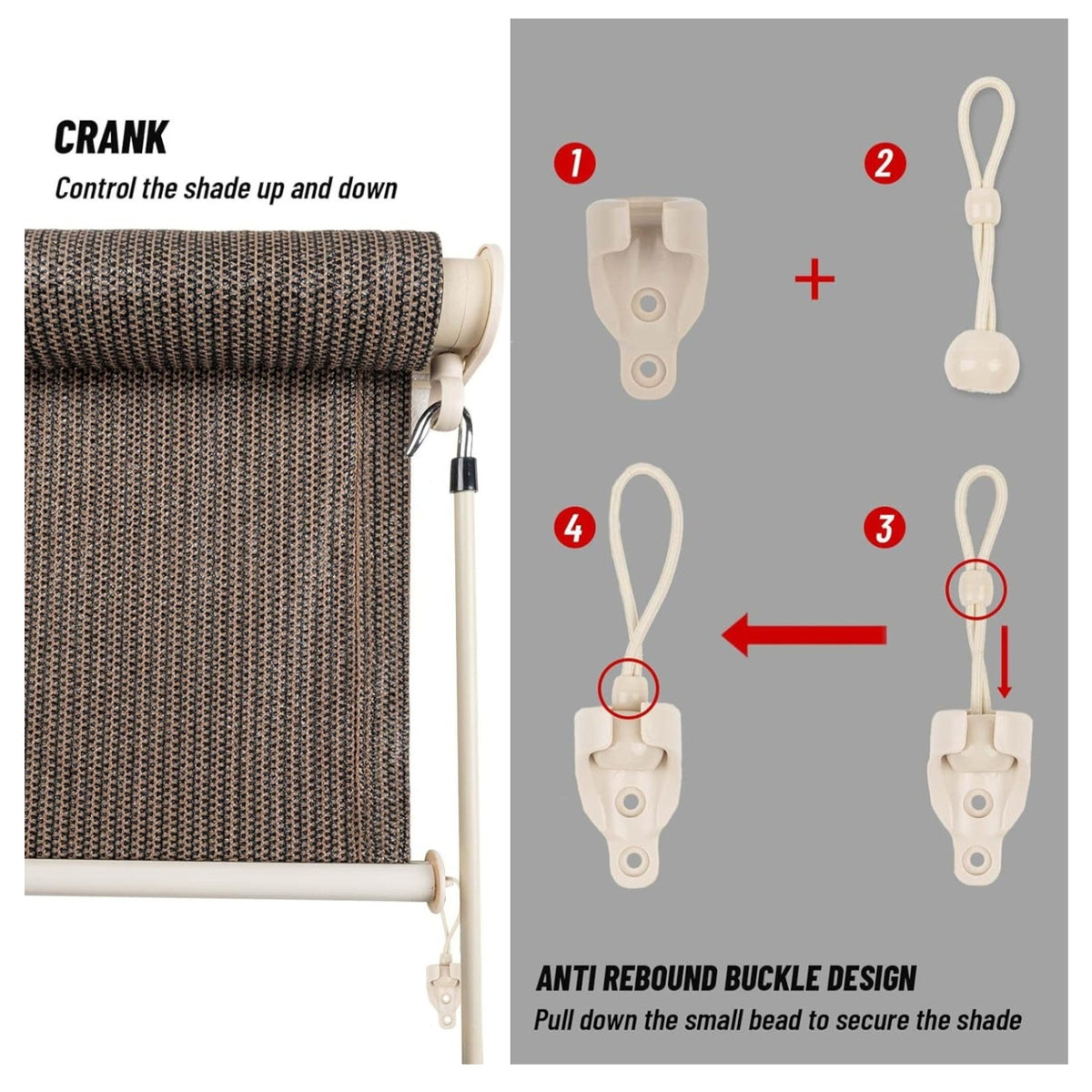 Copied - HENG FENG Outdoor Roller Shade for Patio 8'(W) x6'(H) Shades Roll up Outdoor Blinds Cordless Privac