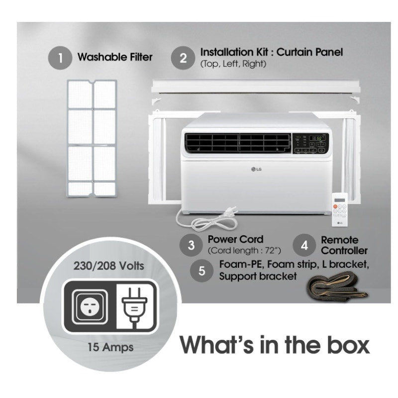 LG 14,000 BTU DUAL Inverter Smart Window Air Conditioner, 115V, Cools 800 Sq. Ft. for Bedroom