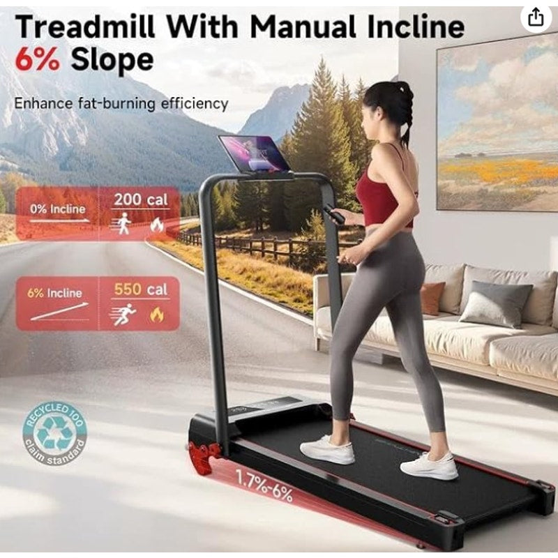 RHYTHM FUN 13% Incline Walking Pad Treadmill with Handles, 6.2MPH, Foldable