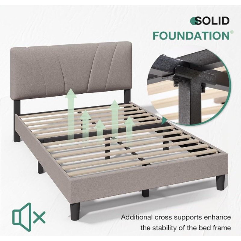 Novilla Queen Bed Frame with Headboard, Bed Frame Queen Size with Wood Slats Support