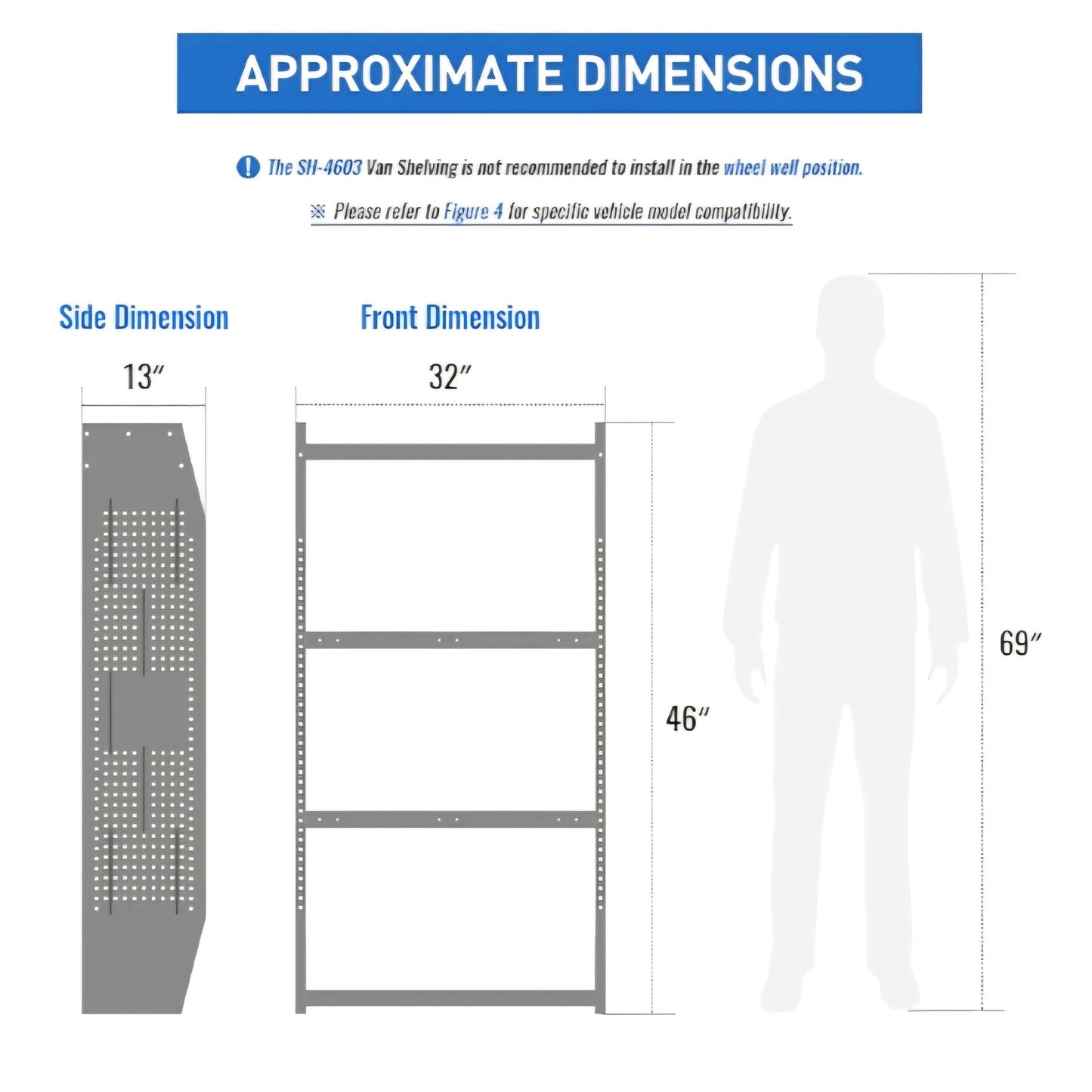AA Products Inc. SH-4603 Steel Low/Mid/High Roof Van Shelving Storage System Fits