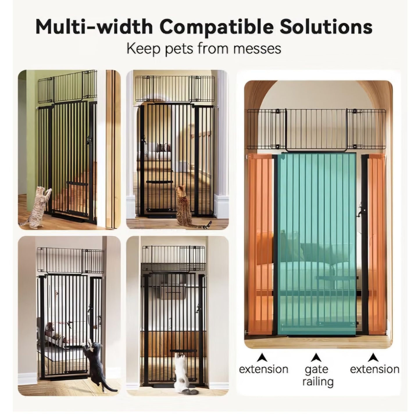 COMOMY 71" Extra Tall Pet Gate, 29.5-40.6" Wide with Adjustable Cat Door