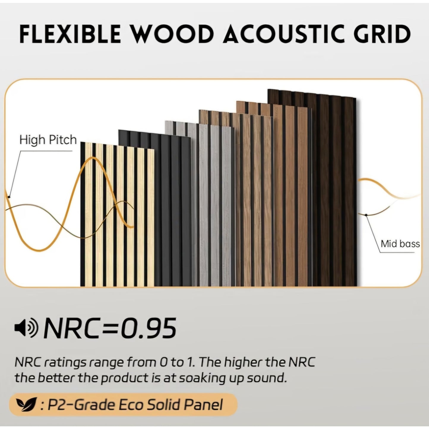 4 Pack Wood Panels for Wall, 106.3" × 11" Wood Slat Acoustic Panels for Wall, (Walnut)