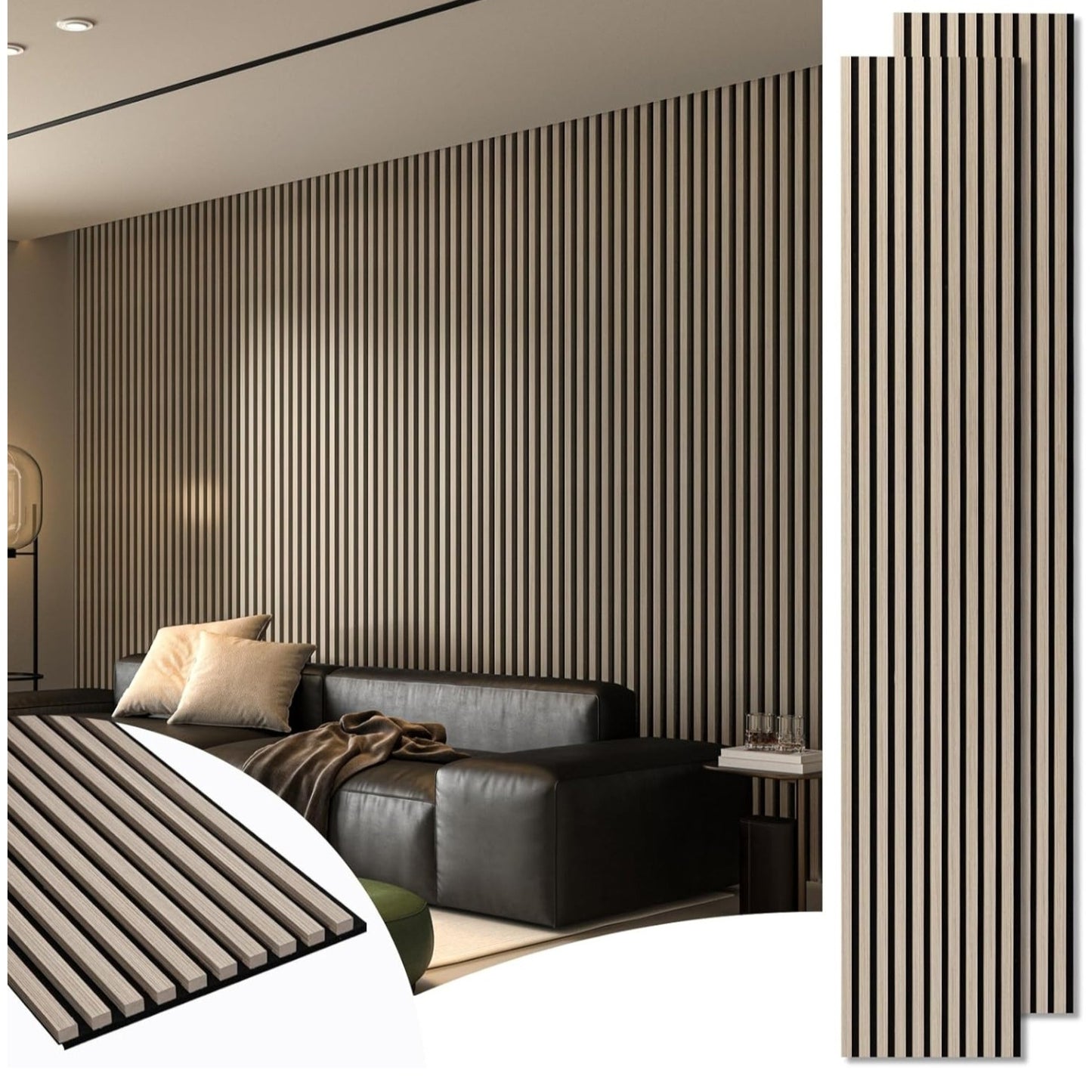 Art3d 2-Pack 108" x 12"  Oak; Acoustic Wood Panels for Wall, Soundproof Wood Slat Panel for Wall