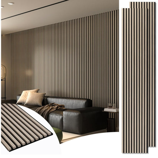 Art3d 2-Pack 108" x 12"  Oak; Acoustic Wood Panels for Wall, Soundproof Wood Slat Panel for Wall