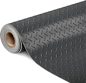 Garage Floor Mat, Diamond Plate Sheet PVC Roll for Under Car Parking Protect, RV Trailer Flooring, Water/Stain Resistant Floor Runner