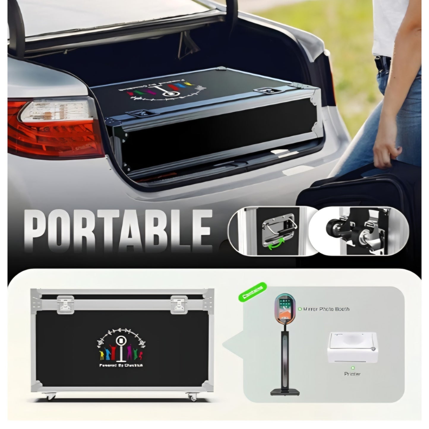 Magic Mirror Photo Booth Touch Screen with Printer and 1200W Pixel 4K HD Camera