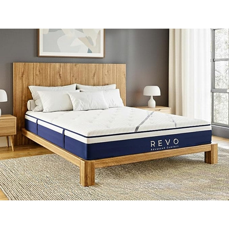 REVO Sleep 10-in Cooling Hybrid Queen Mattress with Gel Memory Foam, Superior Medium Comfort.
