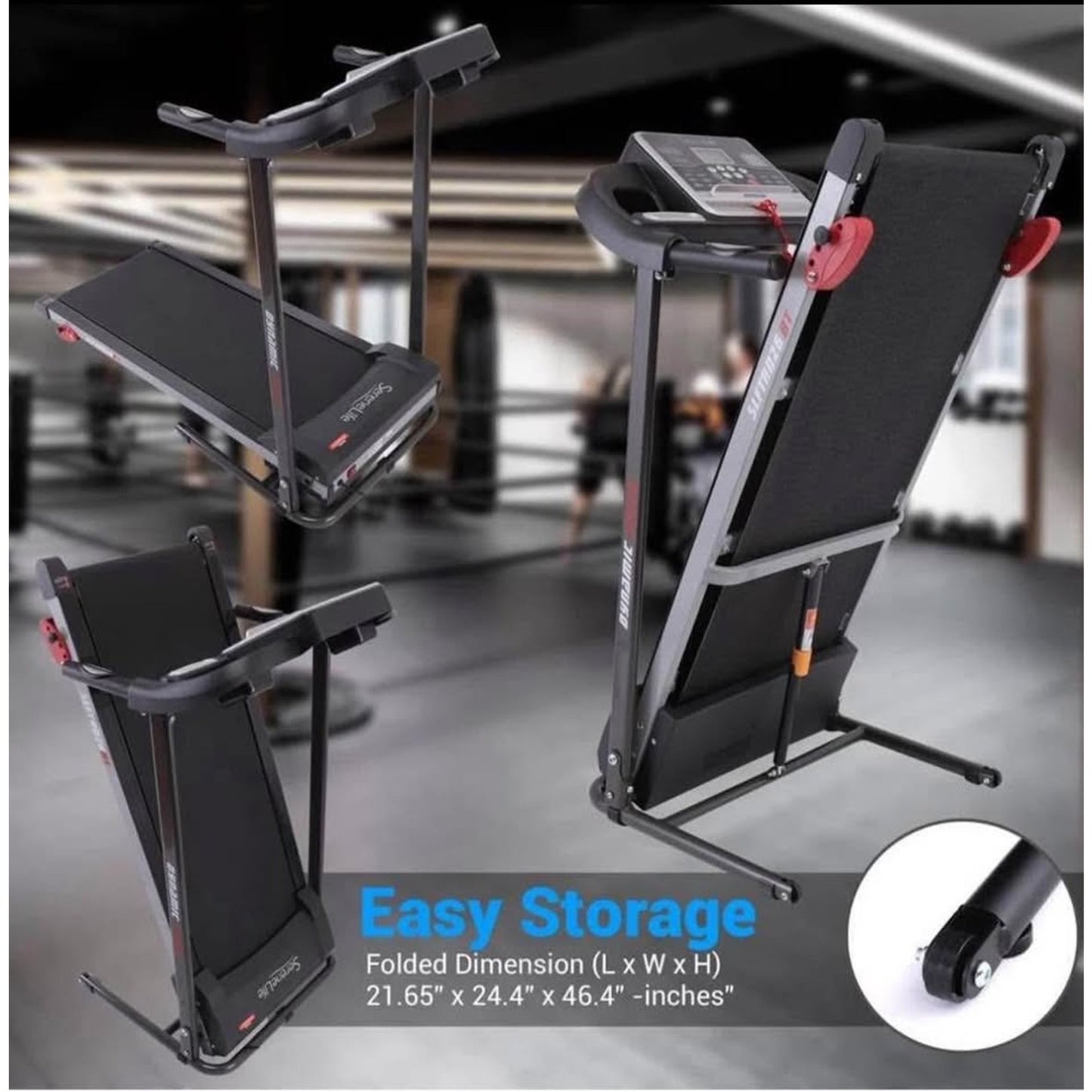 SereneLife Electric Folding Treadmill Exercise Machine - Smart Compact Digital Fitness Treadmill Wor