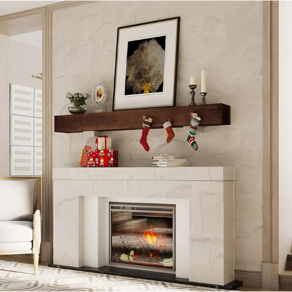 Fireplace Mantel Shelf 60 Inch,Handmade Rustic Solid Wood Mantles for Over Fireplace