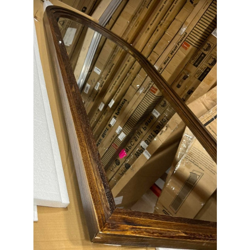 Full Length Mirror 71"x32", Arched Solid Wood Frame with Stand